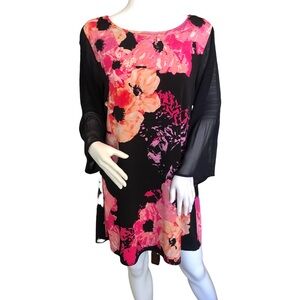GRAYSON XLarge Black Pink Floral Mini Dress Frank &‎ Eileen Flirty Sexy Party